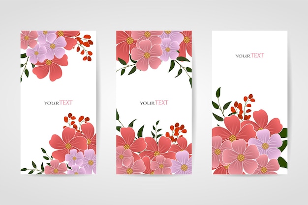 Un conjunto de pancartas florales con una copia del espacio.