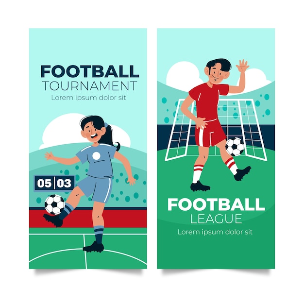 Vector conjunto de pancartas de fútbol