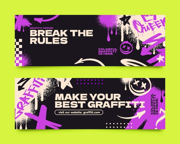 Conjunto de pancartas de graffiti dibujadas a mano