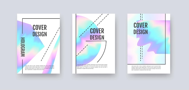 Conjunto de pancartas holográficas creativas vectoriales abstractas para negocios