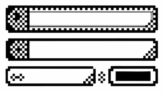 Conjunto de pancartas pixeladas Grunge Header amp Footer Rectángulos con bordes digitales Estilo vectorial