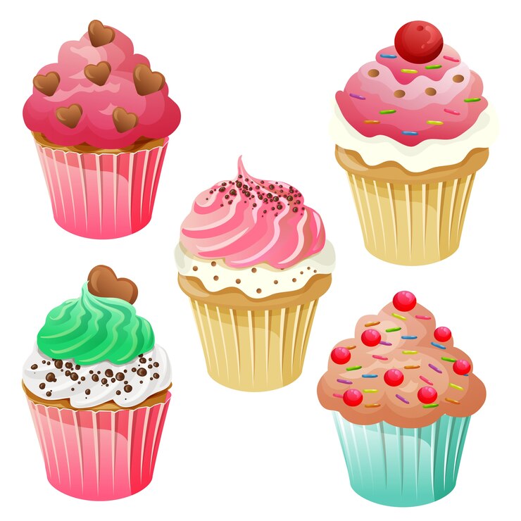 conjunto de panecillos dulce cupcake