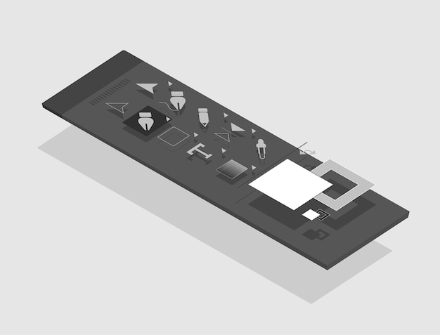 Conjunto de paneles de iconos y herramientas para diseñadores