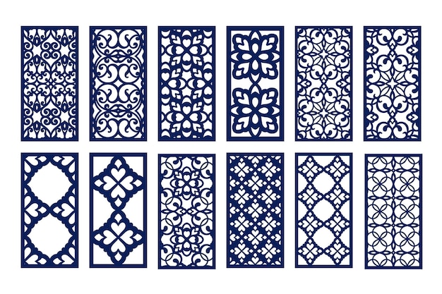 Conjunto de paneles ornamentales plantillas de corte por láser