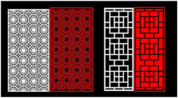 Conjunto de paneles de pared decorativos Jali diseño CNC patrón de corte por láser enrutador CNCcuttingJali