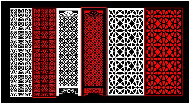 Conjunto de paneles de pared decorativos Jali diseño CNC patrón de corte por láser enrutador CNCcuttingJali