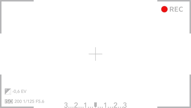 El conjunto de pantalla del visor de la cámara fotográfica o de vídeo, el enfoque del cuadro de visualización vectorial y el obturador de zoom de cuadrícula