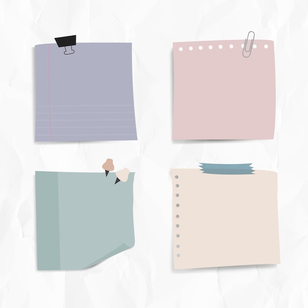 Conjunto de papel de carta en vector de fondo de papel arrugado