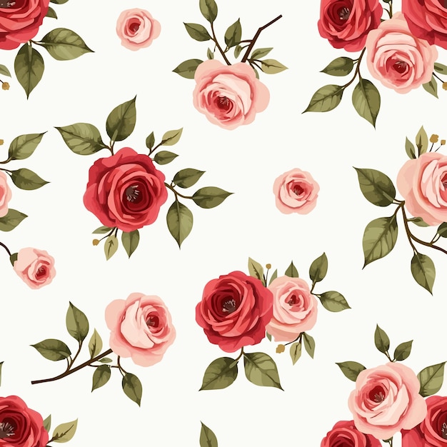 Conjunto de papel digital con patrón floral y acuarela