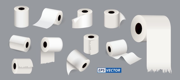 conjunto de papel higiénico o plantilla en blanco de papel higiénico eps vector