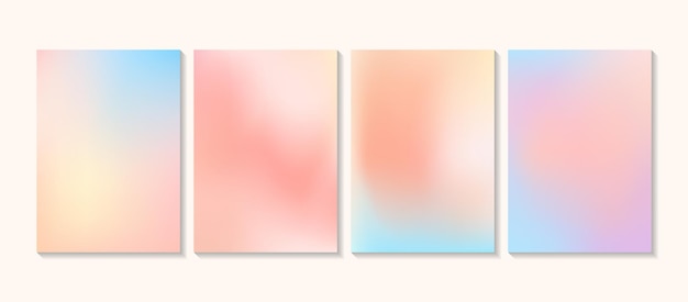 conjunto de papel tapiz de póster de colores pastel de fondo degradado vectorial