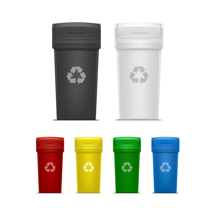 Vector conjunto de papeleras de reciclaje vacías para basura y basura