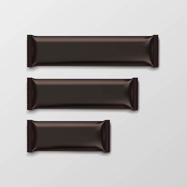 Vector conjunto de paquete de barra de chocolate paquete de paquete marrón