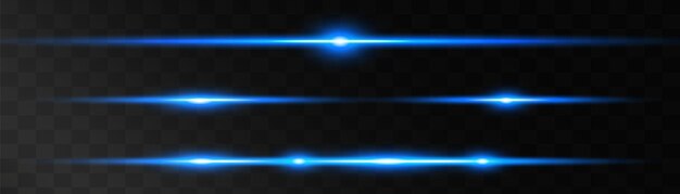 Conjunto de paquete de destellos de lentes horizontales azules Destellos de luz abstractos rayos láser brillantes forrados