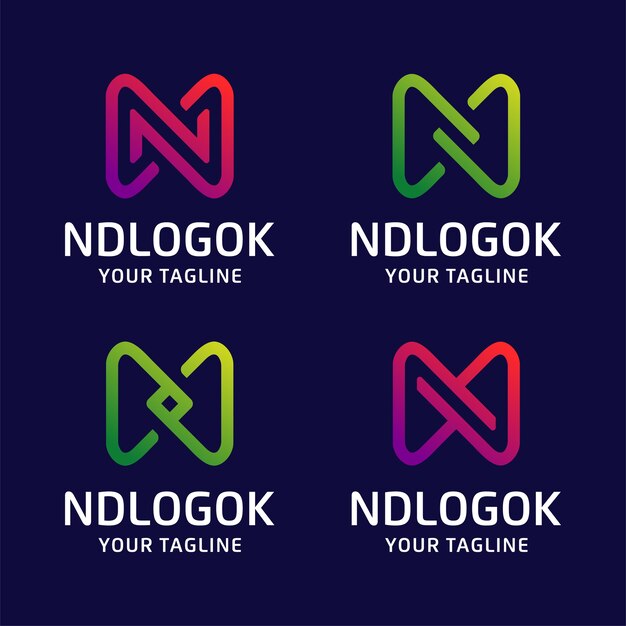 Conjunto de paquete de iconos de logotipo de letra n de colección