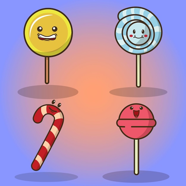 Vector conjunto de paquete de iconos de vector lindo caramelo