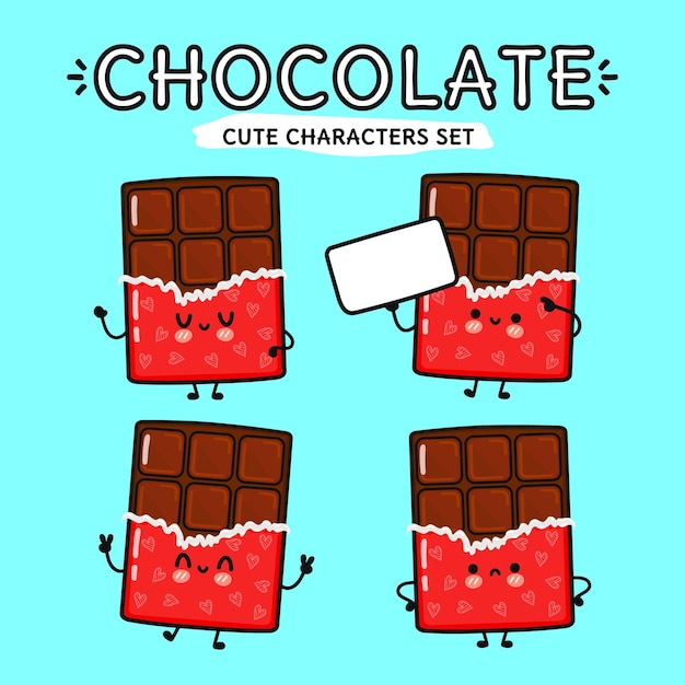 Conjunto de paquete de personajes de chocolate feliz lindo divertido