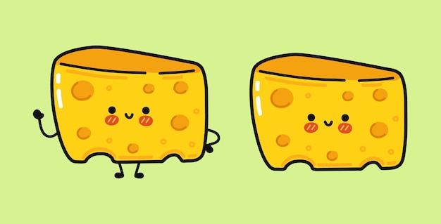 Vector conjunto de paquete de personajes de queso feliz lindo divertido