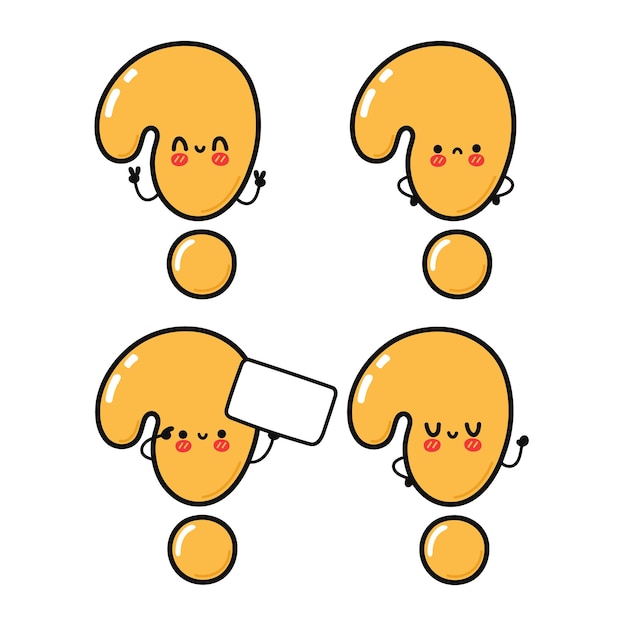 Conjunto de paquete de personajes de signo de interrogación feliz lindo divertido
