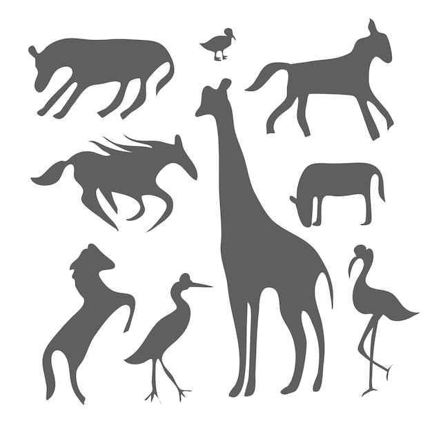 Conjunto de paquete de silueta de animales vector