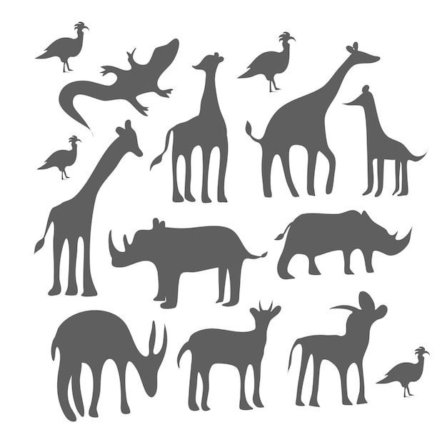 Conjunto de paquete de silueta de animales vector