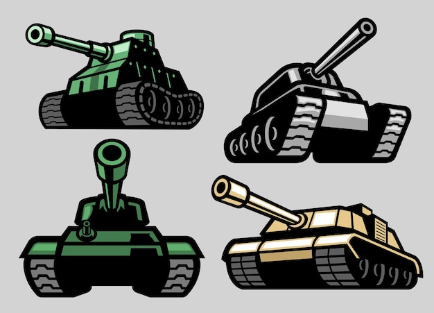 Vector conjunto de paquete de tanque militar