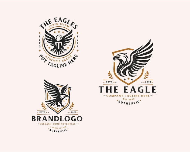 conjunto paquete vintage clásico águila silvestre logotipo para la empresa de negocios