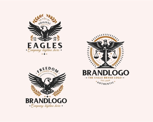 conjunto paquete vintage clásico águila silvestre logotipo para la empresa de negocios