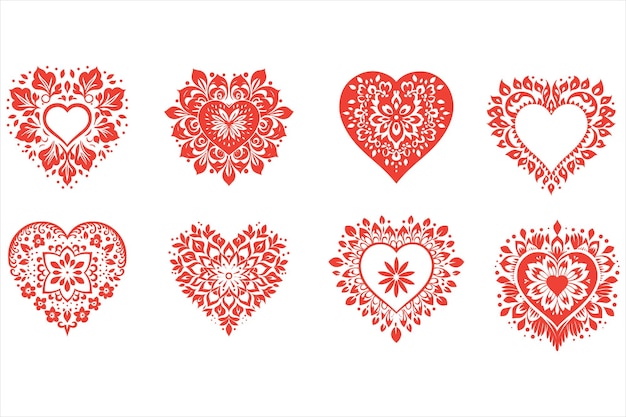 conjunto de paquetes de diseño de silueta de mandala de amor