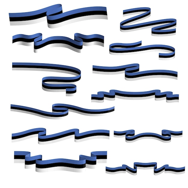 conjunto de paquetes de elementos vectoriales de cinta de bandera de estonia