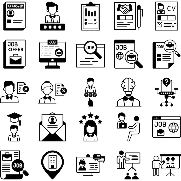 Conjunto de paquetes de iconos de vectores de reclutamiento