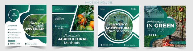 Vector conjunto de paquetes de plantillas de banner de publicación de redes sociales de servicios agrícolas agrícolas