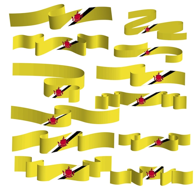 Vector conjunto de paquetes de vectores de cinta de bandera de brunei