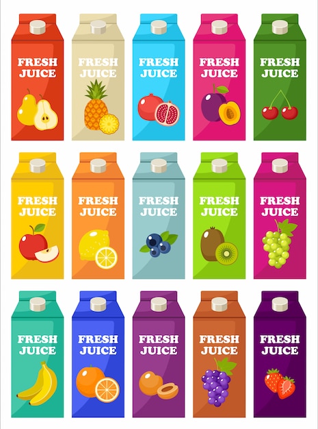 Conjunto de paquetes de zumo de frutas