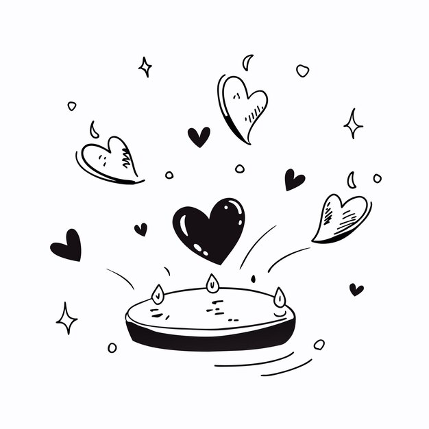 Conjunto de par de corazones de color rojo dibujado a mano de pegatina icono concepto ilustración aislada