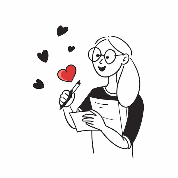Conjunto de par de corazones de color rojo dibujado a mano de pegatina icono concepto ilustración aislada