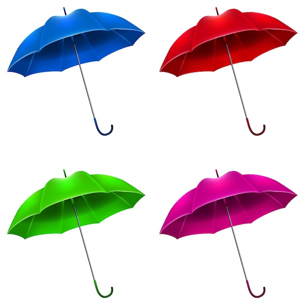 Un conjunto de paraguas realistas