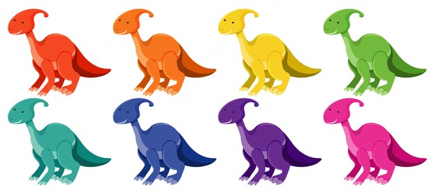 Conjunto de parasaurolophus en diferentes colores.