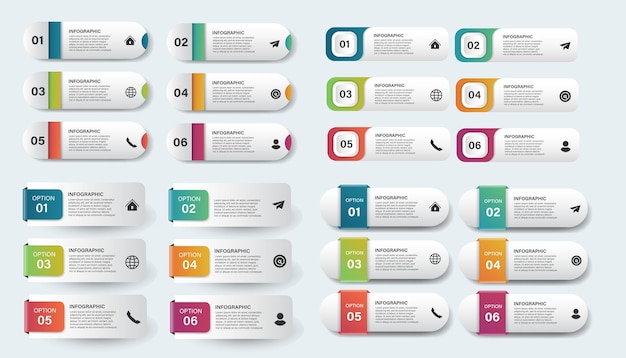 Conjunto de pasos diseño de plantilla infográfica de proceso de línea de tiempo de visualización de datos comerciales con iconos