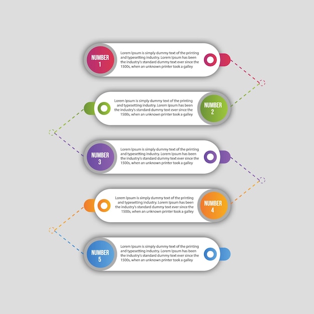 Conjunto de pasos de infografía degradado
