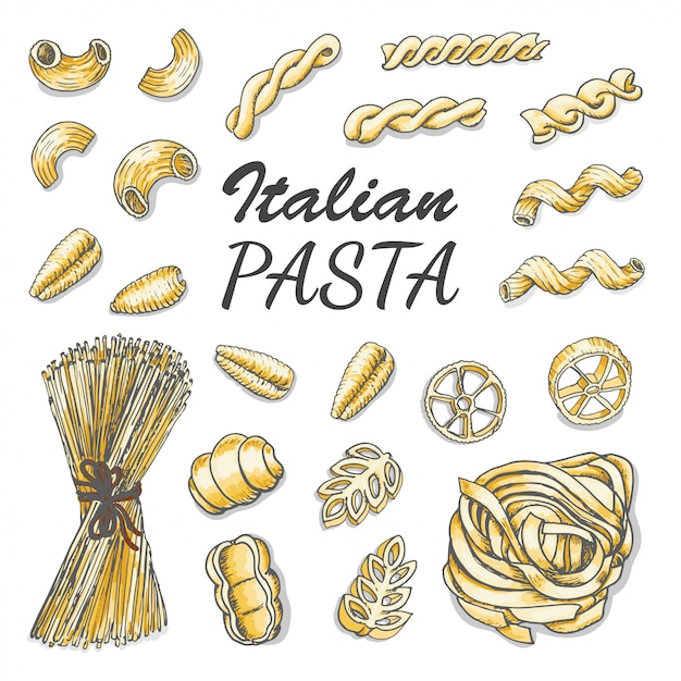 Vector conjunto de pasta italiana de colores