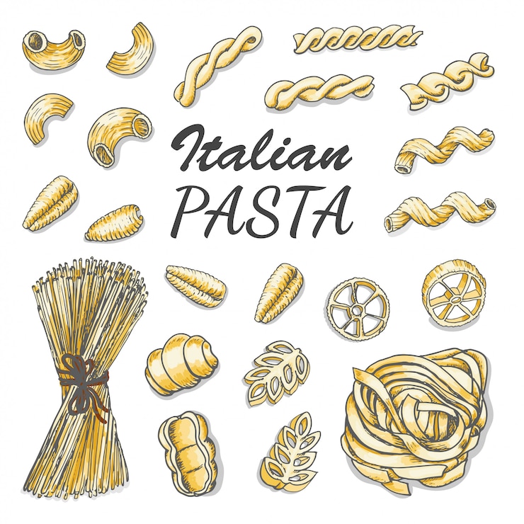Vector conjunto de pasta italiana de colores
