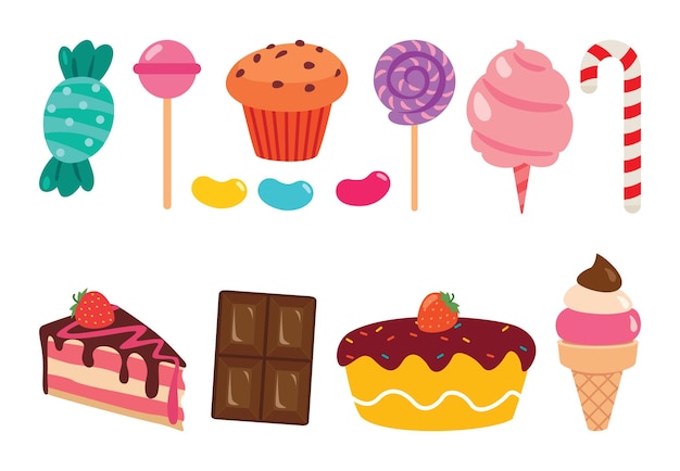 Vector conjunto de pasteles y postres