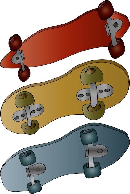 Conjunto de patinetas patinetas con gráficos vectoriales de ilustración colorida sobre un fondo blanco