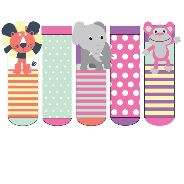Conjunto de patrón de calcetines. ilustraciones aislar calcetín con patrón de color