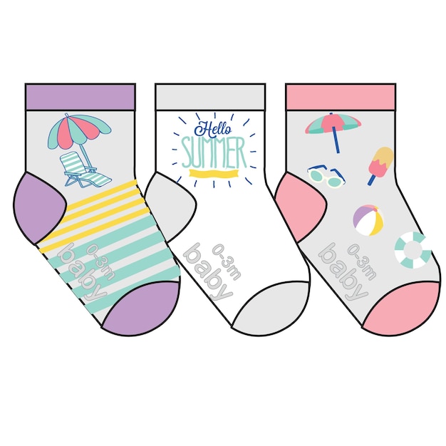 Conjunto de patrón de calcetines. ilustraciones aislar calcetín con patrón de color