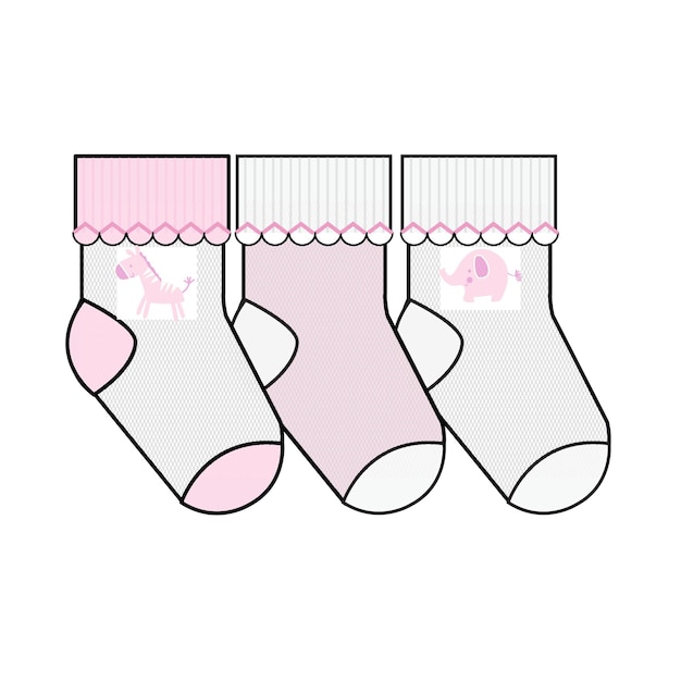 Conjunto de patrón de calcetines. ilustraciones aislar calcetín con patrón de color