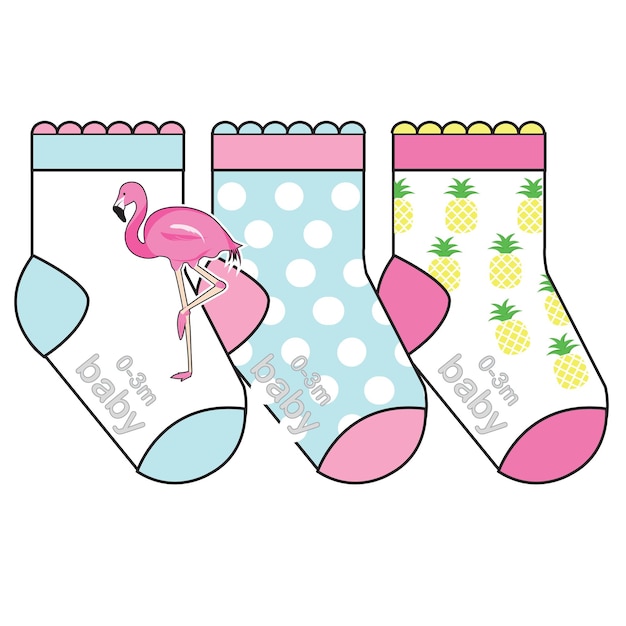 Conjunto de patrón de calcetines. ilustraciones aislar calcetín con patrón de color