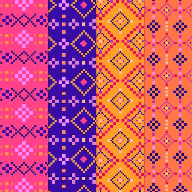 Conjunto de patrón de colorido songket