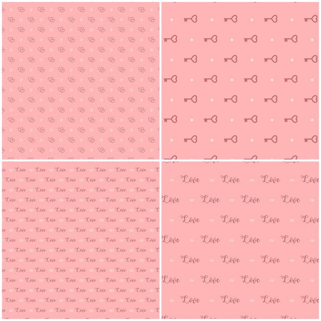 Conjunto de patrón de corazón de vector. Elementos de diseño de San Valentín.